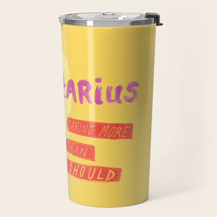 Sagittarius Cares in Sunshine Yellow | Zodiac Series  Travel Mug Gallery Image 2