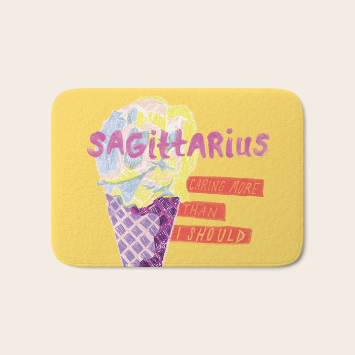 Sagittarius Cares in Sunshine Yellow | Zodiac Series  Bath Mat Gallery Image 1