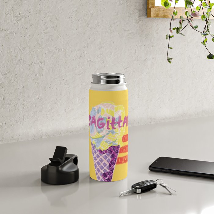 Sagittarius Cares in Sunshine Yellow | Zodiac Series  Water Bottle Gallery Image 4