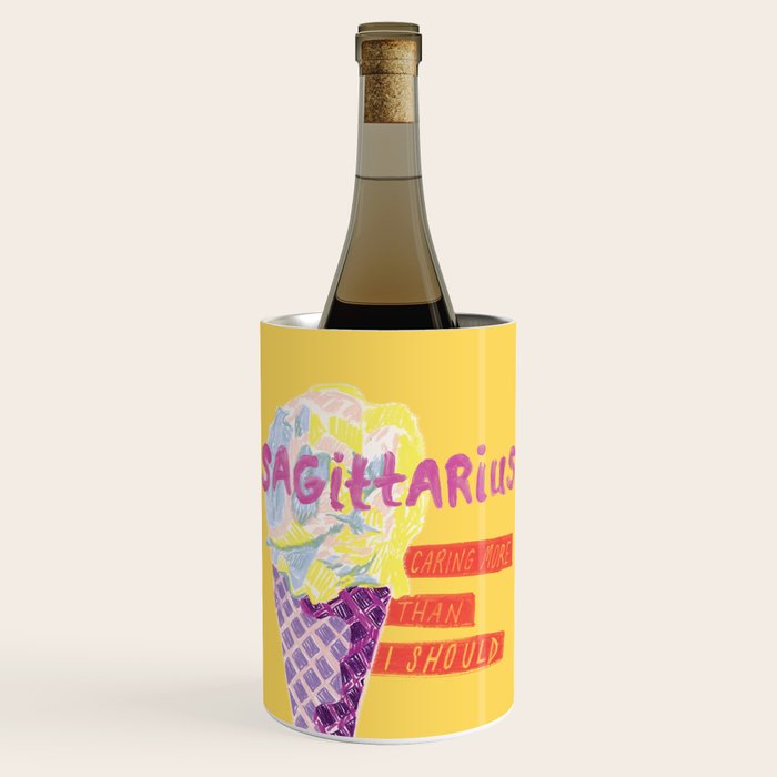 Sagittarius Cares in Sunshine Yellow | Zodiac Series  Wine Chiller Gallery Image 1