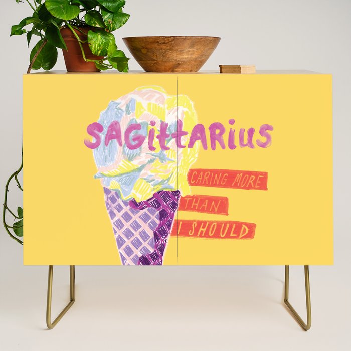 Sagittarius Cares in Sunshine Yellow | Zodiac Series  Credenza Gallery Image 1