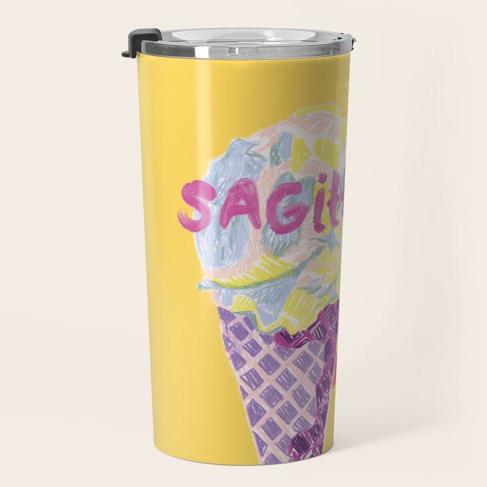 Sagittarius Cares in Sunshine Yellow | Zodiac Series  Travel Mug Gallery Image 3