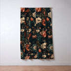 Vintage Aesthetic Beautiful Flowers, Nature Art, Dark Cottagecore Plant Collage - Flower Window Curtain Gallery Image 3