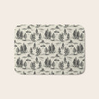 Black Alien Abduction Toile De Jouy Pattern Bath Mat Gallery Image 1