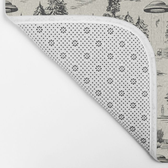 Black Alien Abduction Toile De Jouy Pattern Bath Mat Gallery Image 2