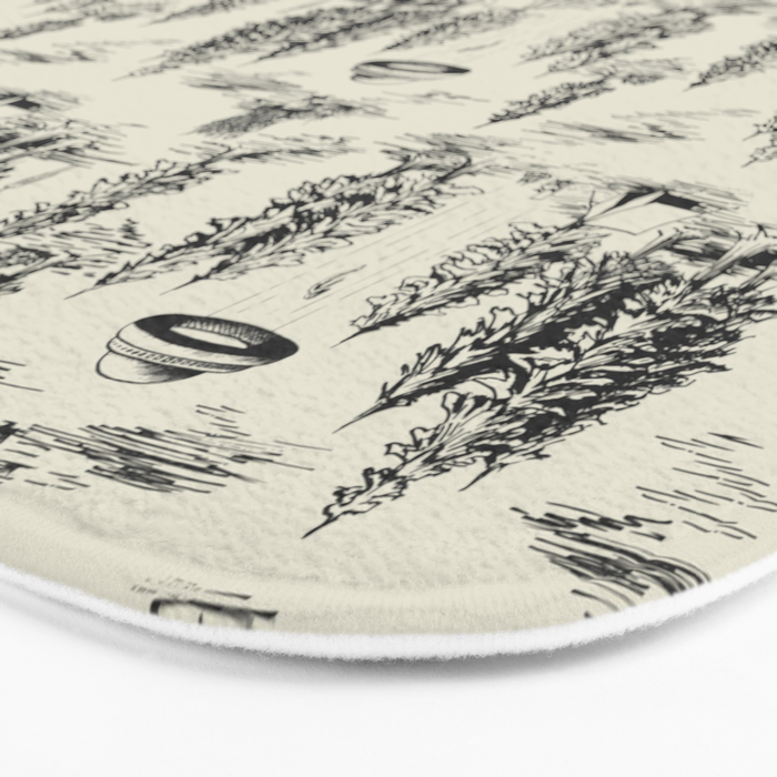 Black Alien Abduction Toile De Jouy Pattern Bath Mat Gallery Image 3