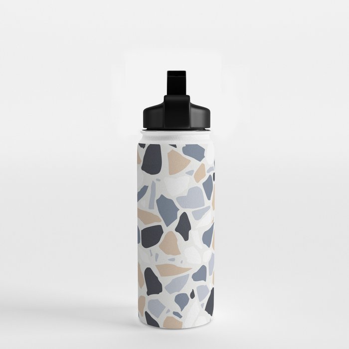 Terrazzo Mosaic Pattern, Gray and Neutral Water Bottle Gallery Image 2