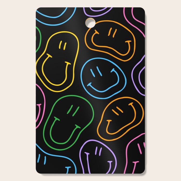 Colorful happy smiling face cartoon pattern Cutting Board Gallery Image 1