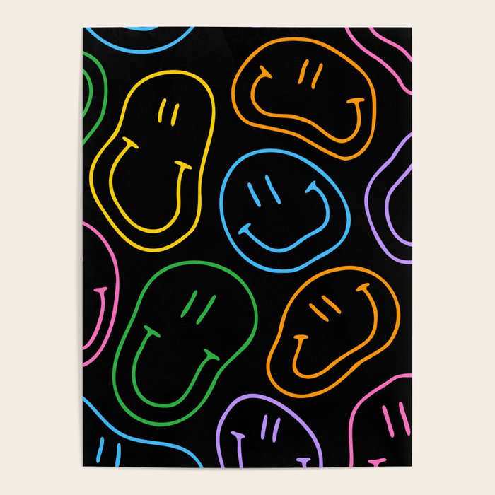 Colorful happy smiling face cartoon pattern Poster Gallery Image 4