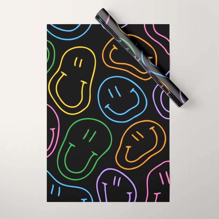 Colorful happy smiling face cartoon pattern Wrapping Paper Gallery Image 1