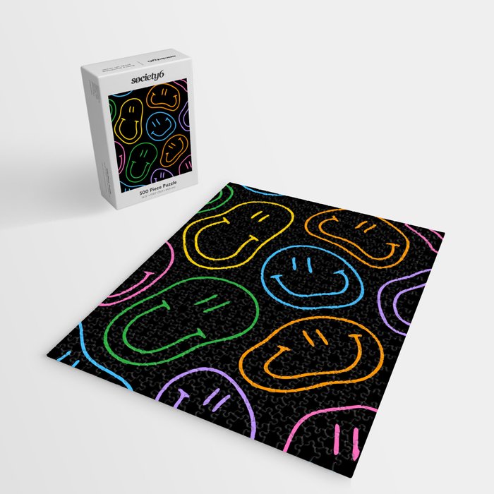 Colorful happy smiling face cartoon pattern Jigsaw Puzzle Gallery Image 2