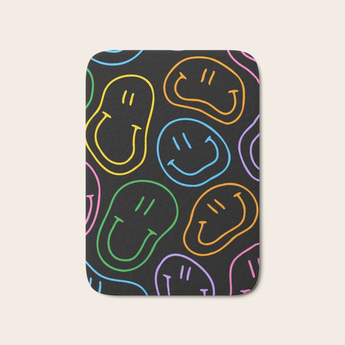 Colorful happy smiling face cartoon pattern Bath Mat Gallery Image 1