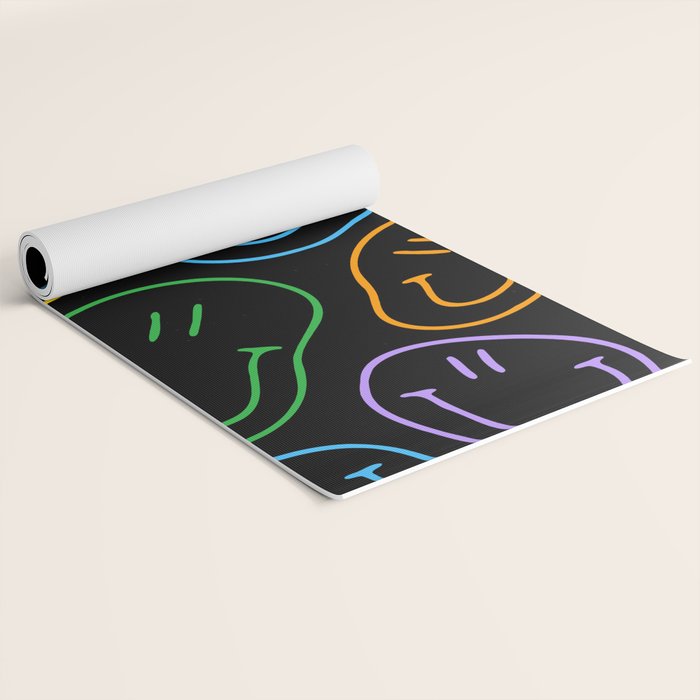 Colorful happy smiling face cartoon pattern Yoga Mat Gallery Image 2