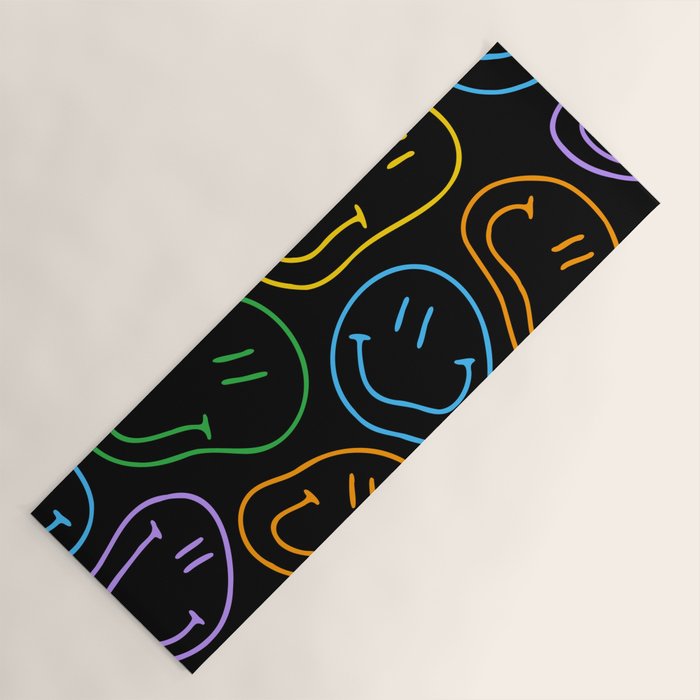 Colorful happy smiling face cartoon pattern Yoga Mat Gallery Image 1