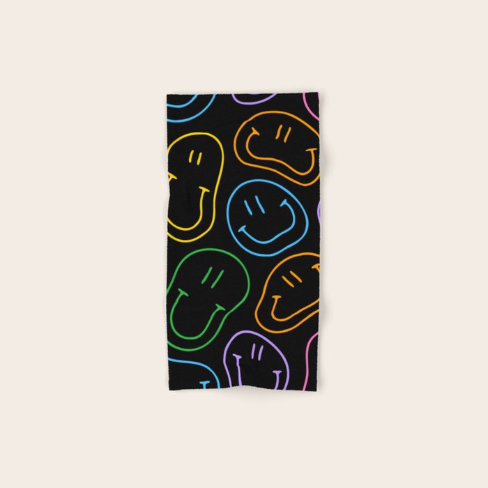 Colorful happy smiling face cartoon pattern Bath Towel Gallery Image 1