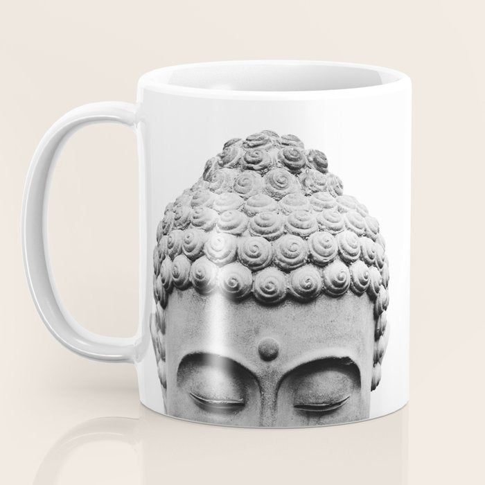 Shy Buddha - Black and White Photography Coffee Mug Gallery Image 3