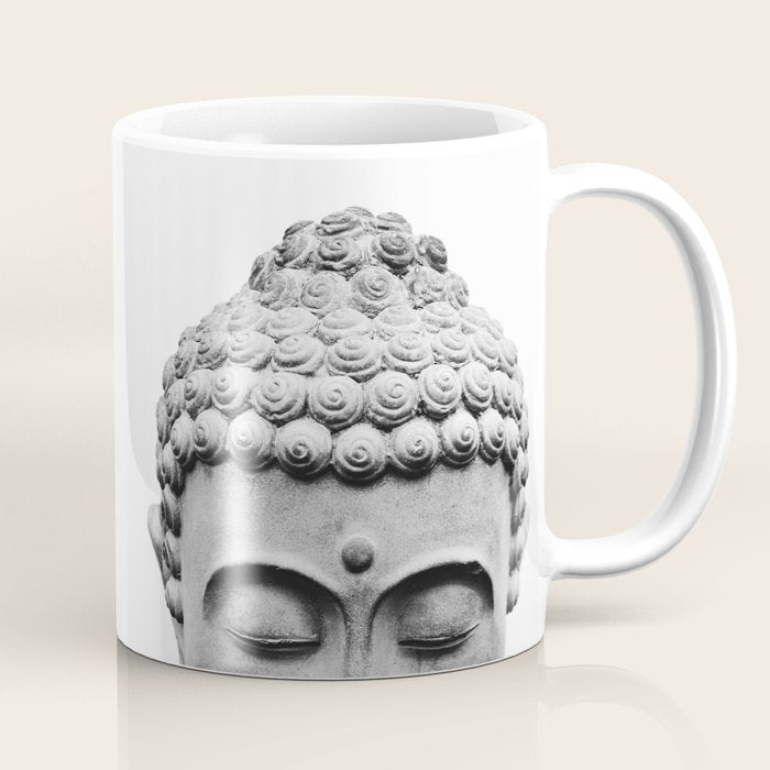 Shy Buddha - Black and White Photography Coffee Mug Gallery Image 1