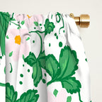 Fresh Strawberry Vine and Floral Pattern on White Window Curtain Gallery Image 2