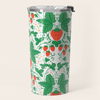 Fresh Strawberry Vine and Floral Pattern on White Travel Mug Gallery Image 2