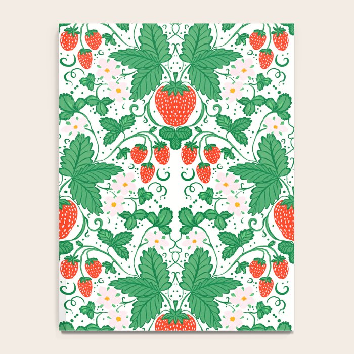 Fresh Strawberry Vine and Floral Pattern on White Notebook Gallery Image 4