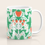 Fresh Strawberry Vine and Floral Pattern on White Coffee Mug Gallery Image 1