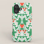 Fresh Strawberry Vine and Floral Pattern on White iPhone Case Gallery Image 1