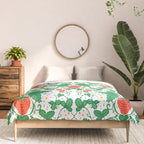 Fresh Strawberry Vine and Floral Pattern on White Comforter Gallery Image 3