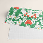 Fresh Strawberry Vine and Floral Pattern on White Wrapping Paper Gallery Image 2