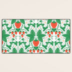 Fresh Strawberry Vine and Floral Pattern on White Desk Mat Gallery Image 3