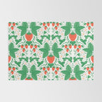 Fresh Strawberry Vine and Floral Pattern on White Rug Gallery Image 2