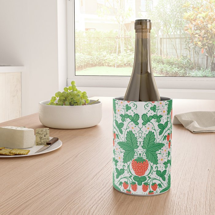 Fresh Strawberry Vine and Floral Pattern on White Wine Chiller Gallery Image 4