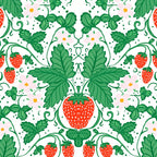 Fresh Strawberry Vine and Floral Pattern on White Coffee Mug Gallery Image 2