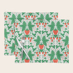 Fresh Strawberry Vine and Floral Pattern on White Placemat Gallery Image 1