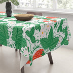 Fresh Strawberry Vine and Floral Pattern on White Tablecloth Gallery Image 3