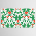 Fresh Strawberry Vine and Floral Pattern on White Tablecloth Gallery Image 2