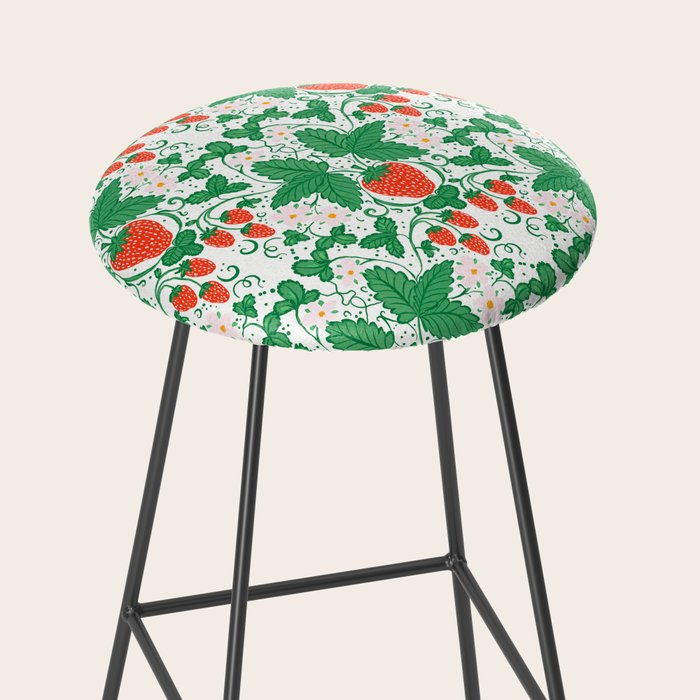 Fresh Strawberry Vine and Floral Pattern on White Stool Gallery Image 2
