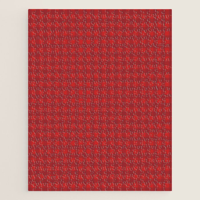 Cherry Red Gingham Check Pattern Jigsaw Puzzle Gallery Image 1