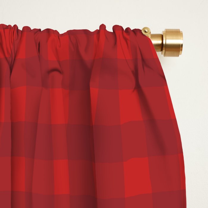 Cherry Red Gingham Check Pattern Window Curtain Gallery Image 2
