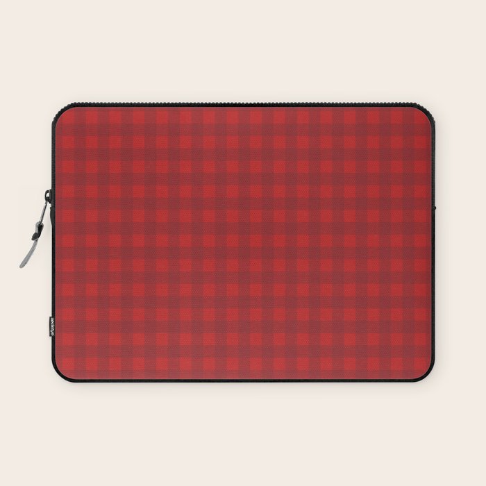 Cherry Red Gingham Check Pattern Laptop Sleeve Gallery Image 1