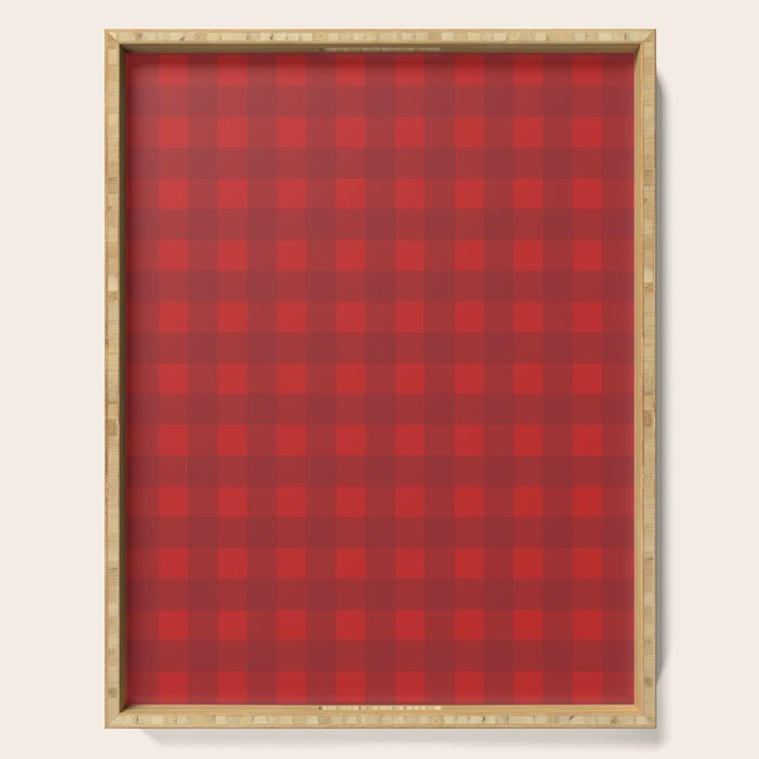 Cherry Red Gingham Check Pattern Serving Tray Gallery Image 1