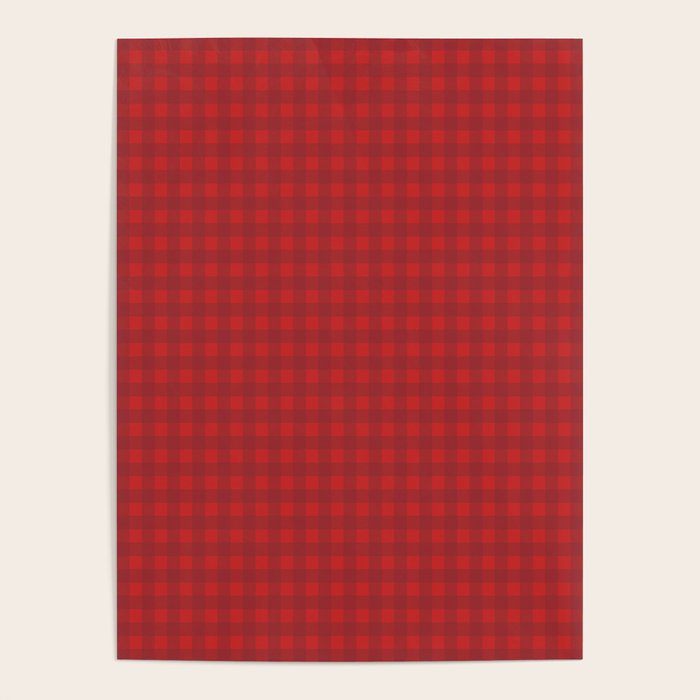 Cherry Red Gingham Check Pattern Poster Gallery Image 1