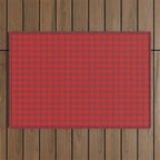 Cherry Red Gingham Check Pattern Outdoor Rug Gallery Image 1