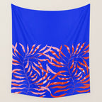 Sisters - Twin Leaf Portrait Matisse Style on Blue Wall Tapestry Gallery Image 4