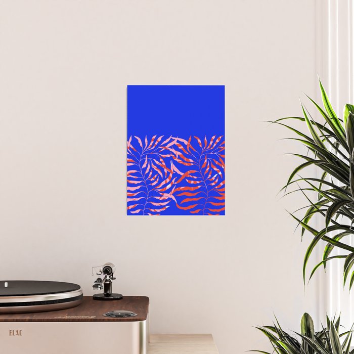 Sisters - Twin Leaf Portrait Matisse Style on Blue Poster Gallery Image 2