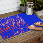 Sisters - Twin Leaf Portrait Matisse Style on Blue Outdoor Rug Gallery Image 2