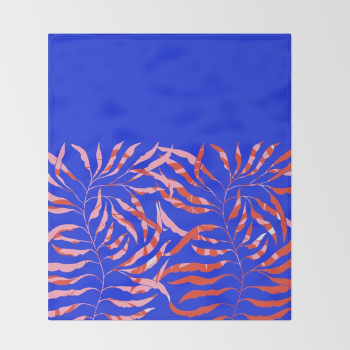 Sisters - Twin Leaf Portrait Matisse Style on Blue Throw Blanket Gallery Image 2
