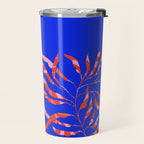 Sisters - Twin Leaf Portrait Matisse Style on Blue Travel Mug Gallery Image 2