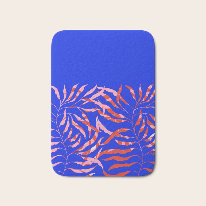Sisters - Twin Leaf Portrait Matisse Style on Blue Bath Mat Gallery Image 1