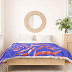 Sisters - Twin Leaf Portrait Matisse Style on Blue Duvet Cover Gallery Image 3