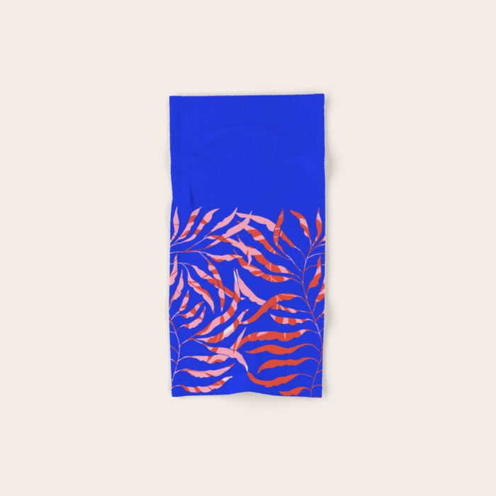 Sisters - Twin Leaf Portrait Matisse Style on Blue Bath Towel Gallery Image 1